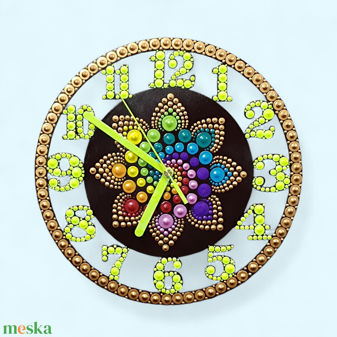 Foszforeszkáló (sötétben világító) mandalás falióra - otthon & életmód - dekoráció - fali és függő dekoráció - falióra & óra - Meska.hu