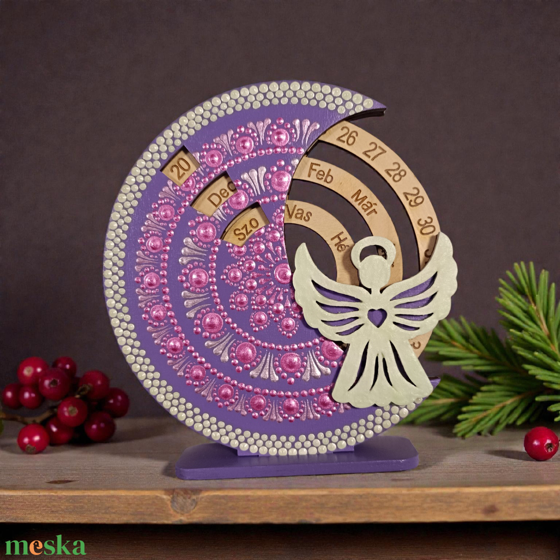 Foszforeszkáló angyalkás kis öröknaptár - otthon & életmód - dekoráció - fali és függő dekoráció - falinaptár & öröknaptár - Meska.hu