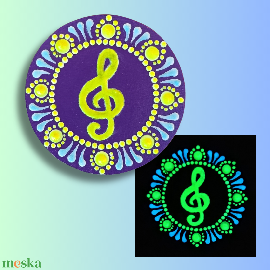 Foszforeszkáló sörnyitó és hűtőmágnes - violinkulcsos - otthon & életmód - konyhafelszerelés, tálalás - konyhai dekoráció - hűtőmágnes - Meska.hu