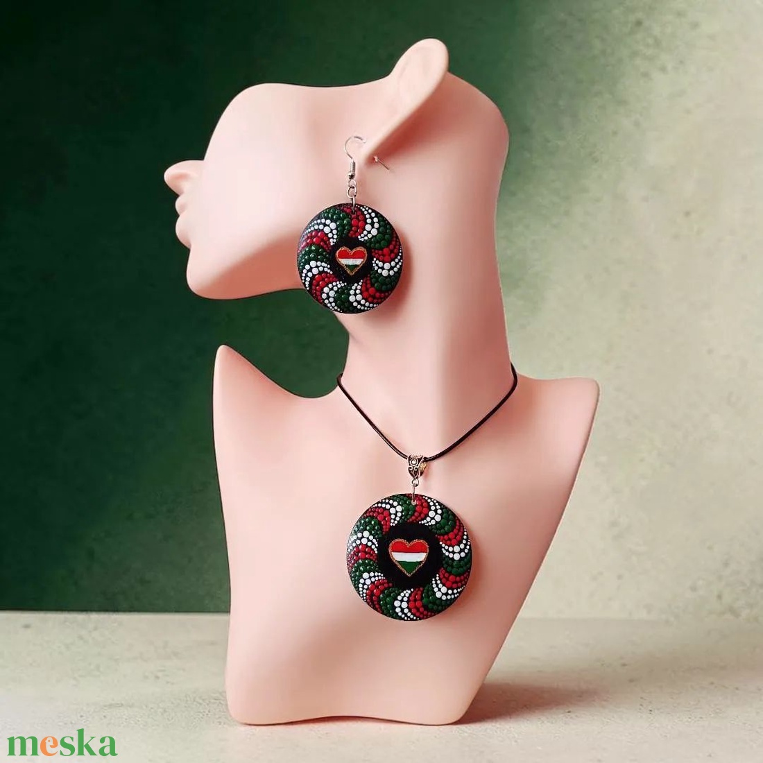 Nemzeti színű kézműves ékszerszett - ékszer - ékszerszett - Meska.hu