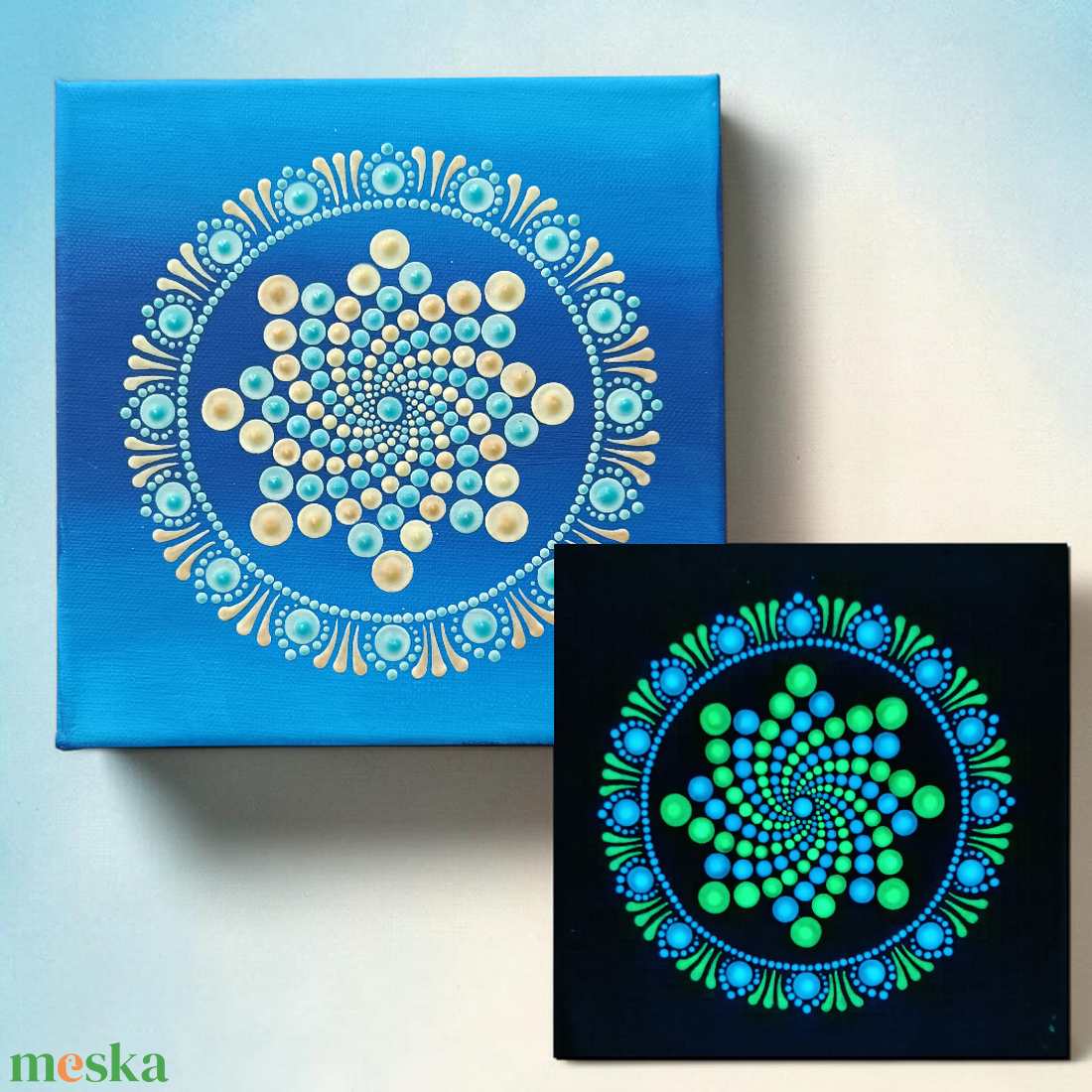 Kék csillag foszforeszkáló mandala - otthon & életmód - dekoráció - spiritualitás - mandala - Meska.hu