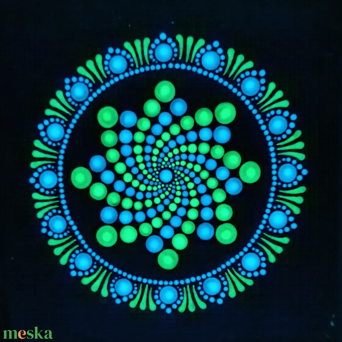 Kék csillag foszforeszkáló mandala - otthon & életmód - dekoráció - spiritualitás - mandala - Meska.hu