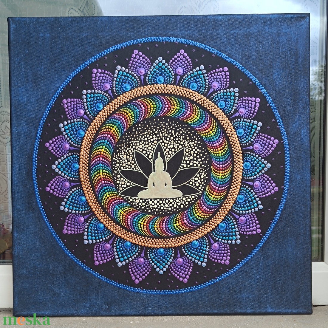 Sötétben világító nagy mandala Buddha virága - otthon & életmód - dekoráció - spiritualitás - mandala - Meska.hu