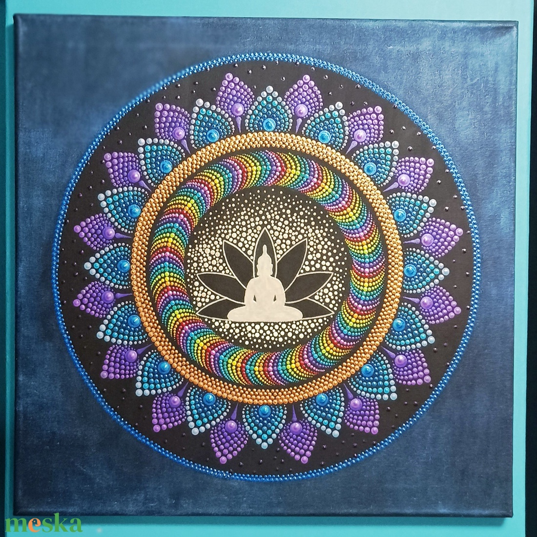 Sötétben világító nagy mandala Buddha virága - otthon & életmód - dekoráció - spiritualitás - mandala - Meska.hu