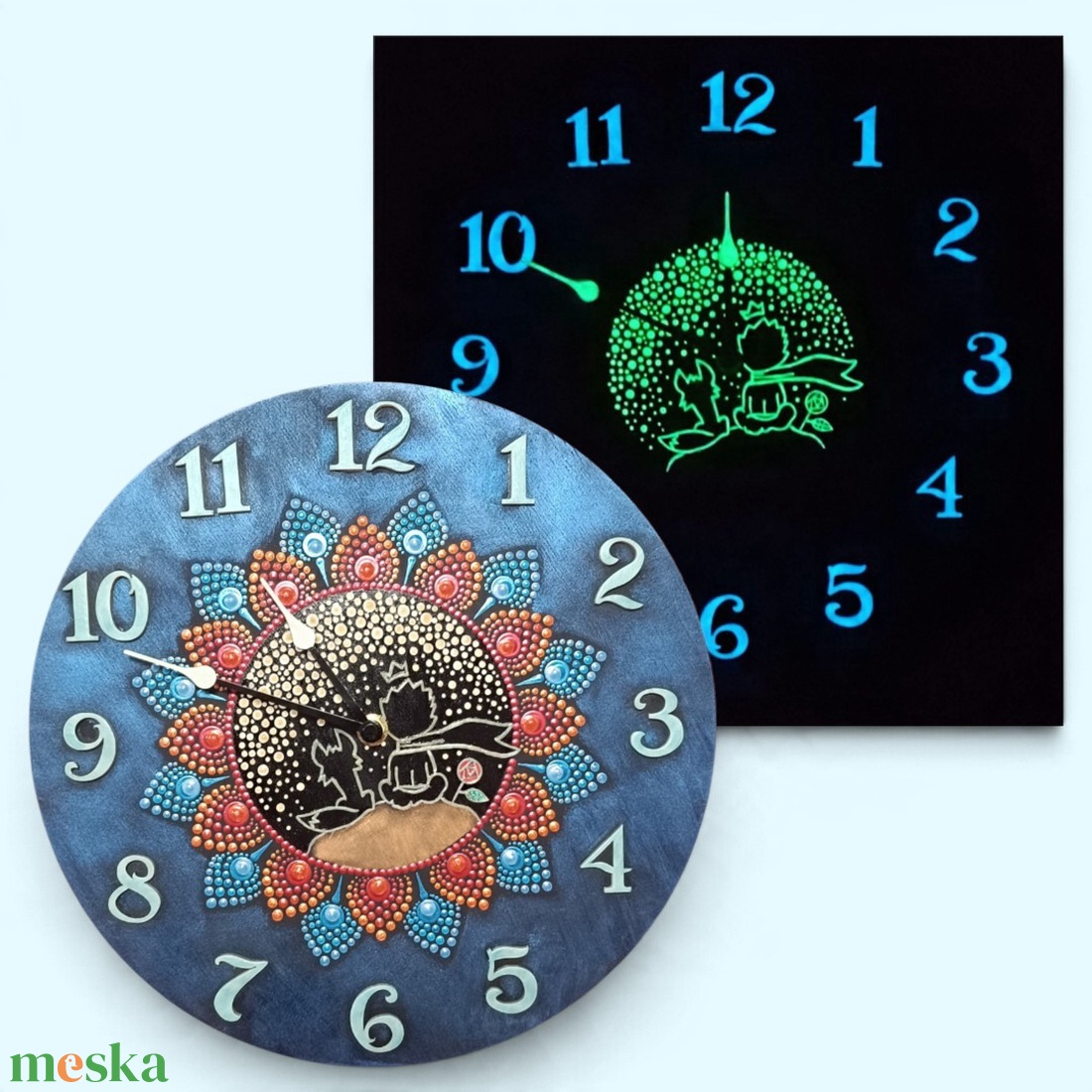 Kis herceg mandala falióra � kézzel festett, sötétben világító - otthon & életmód - dekoráció - fali és függő dekoráció - falióra & óra - Meska.hu