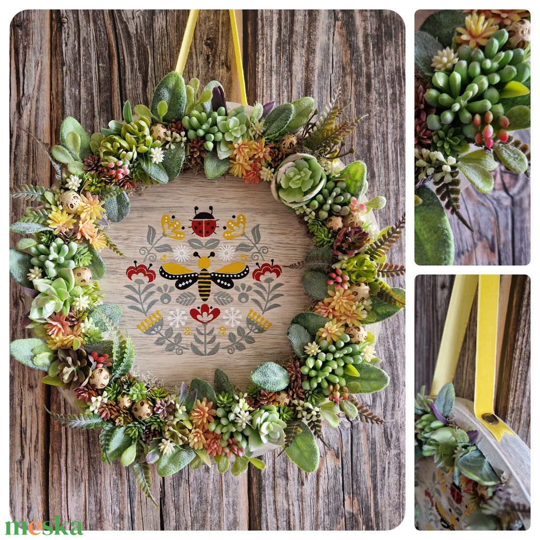 Tavaszi zsongás - virágos tavaszi-nyári ajtódísz, kopogtató - otthon & életmód - dekoráció - ajtó- és ablak dekoráció - ajtódísz & kopogtató - Meska.hu