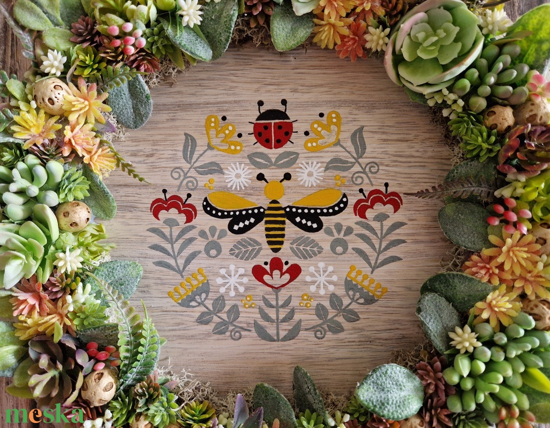 Tavaszi zsongás - virágos tavaszi-nyári ajtódísz, kopogtató - otthon & életmód - dekoráció - ajtó- és ablak dekoráció - ajtódísz & kopogtató - Meska.hu