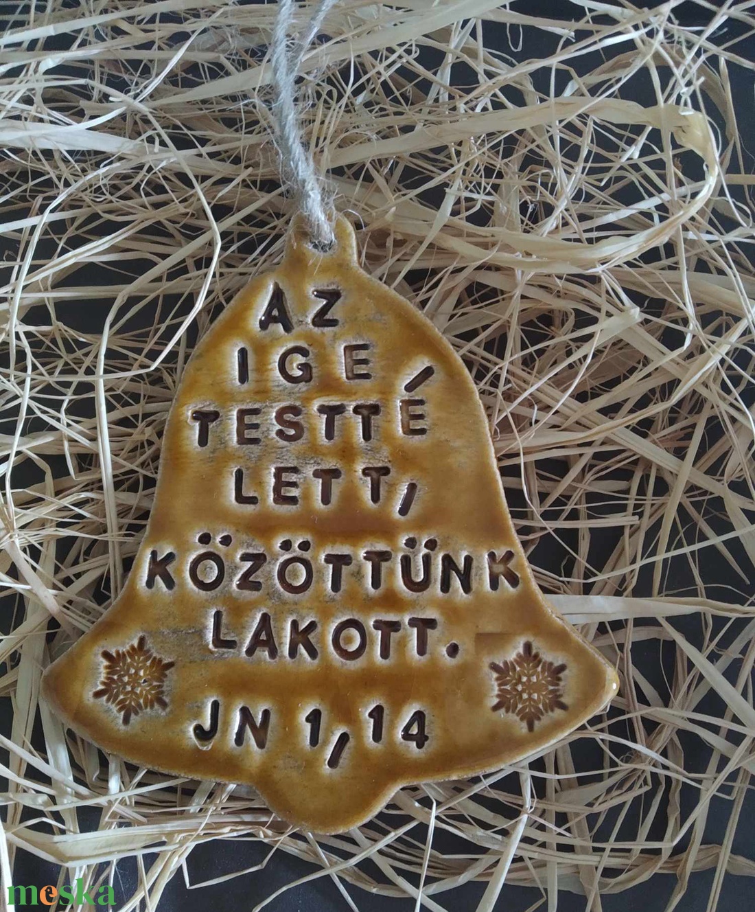 Igés kerámia harang - karácsony - karácsonyi lakásdekoráció - karácsonyfadíszek - Meska.hu