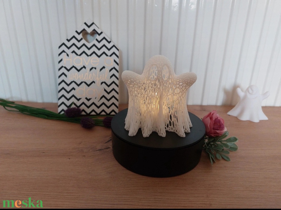 Őszi Voronart Little Ghost háló mintás gyertyatartó, mécseses szellem  - otthon & életmód - dekoráció - halloween - halloweeni dekoráció - Meska.hu