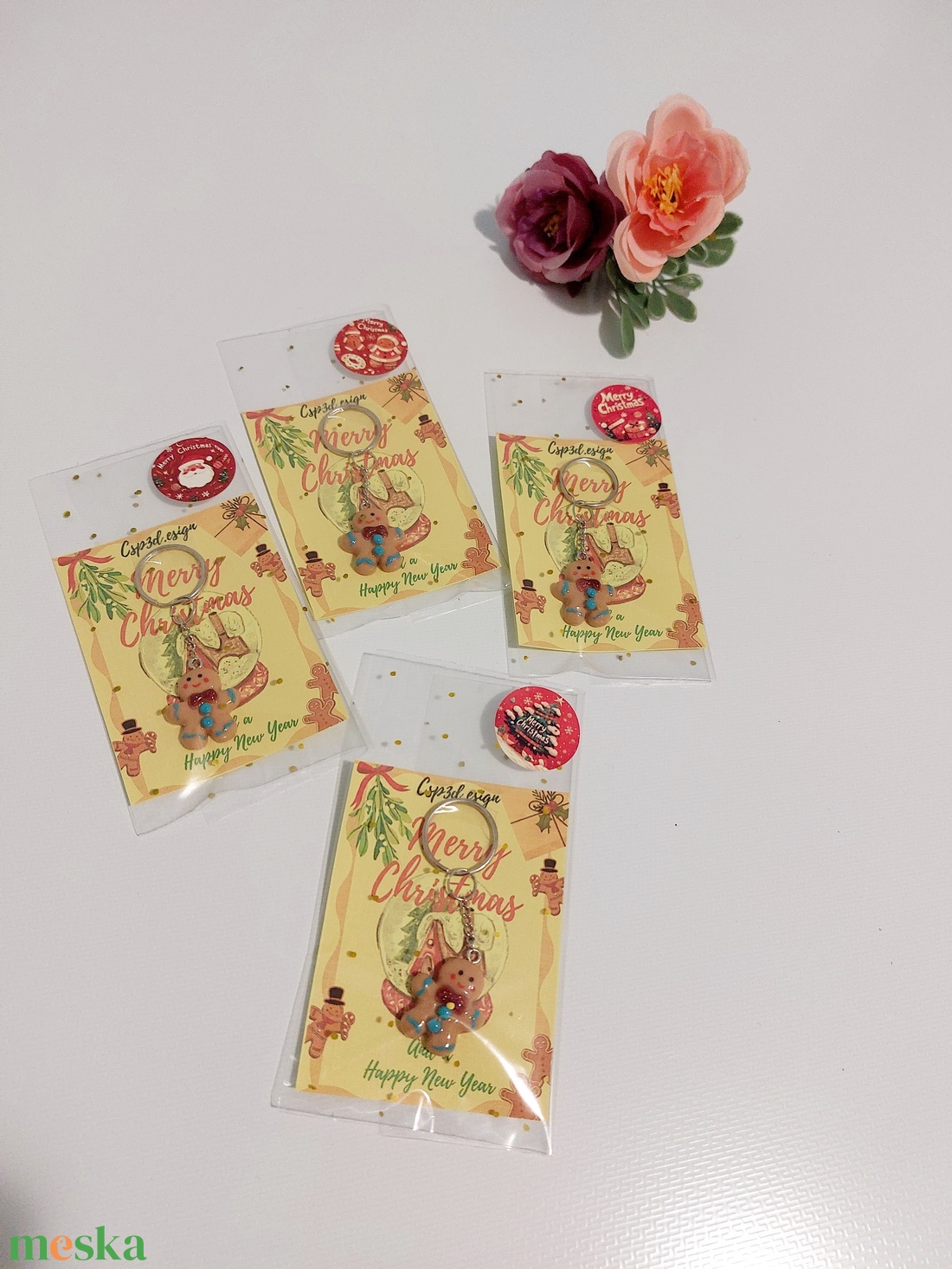 Mézis kulcstartó csillogó masnival, köszönő ajándék Karácsonyra, új - táska & tok - kulcstartó & táskadísz - táskaakasztó - Meska.hu