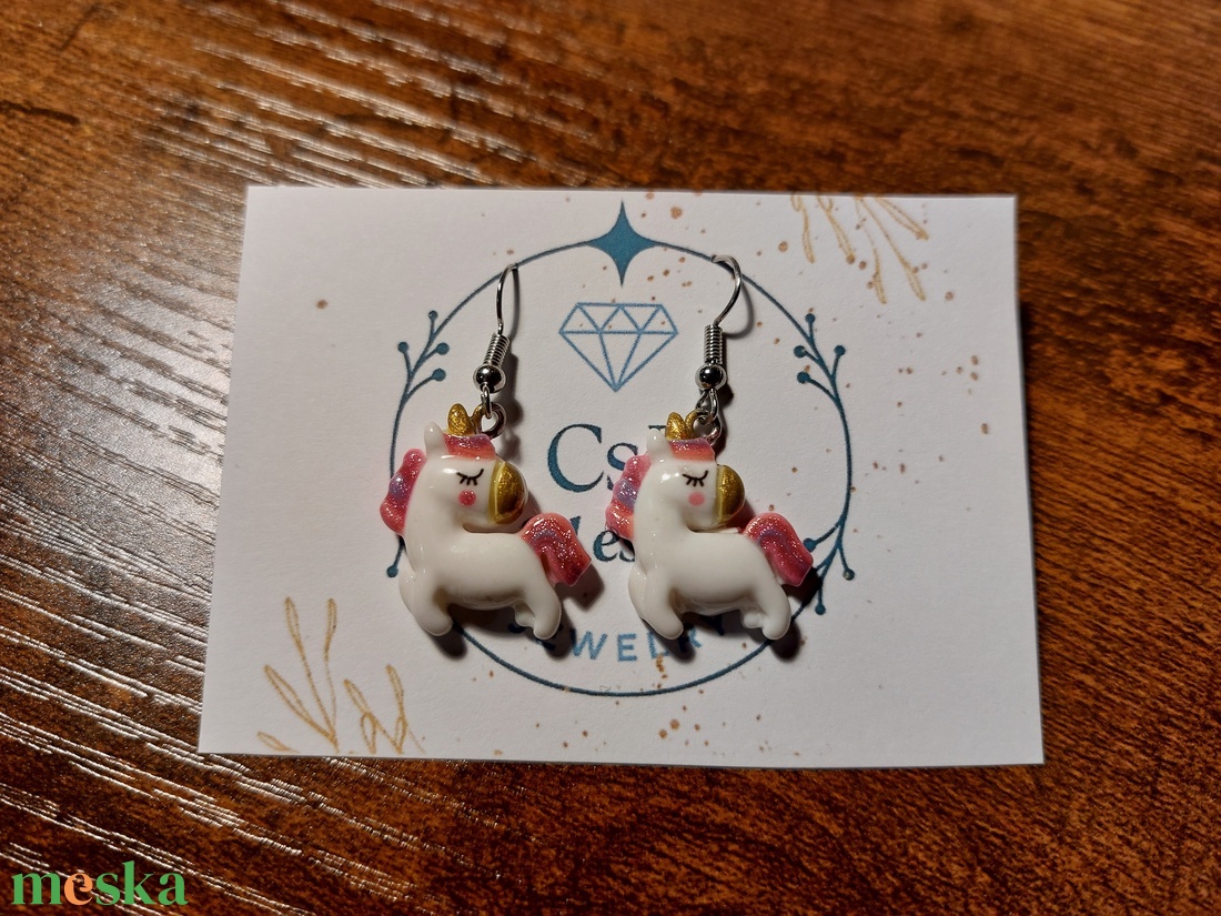 Csillámos cuki unikornis fülbevaló, ajándék, köszönőajándék, új - ékszer - fülbevaló - lógó fülbevaló - Meska.hu