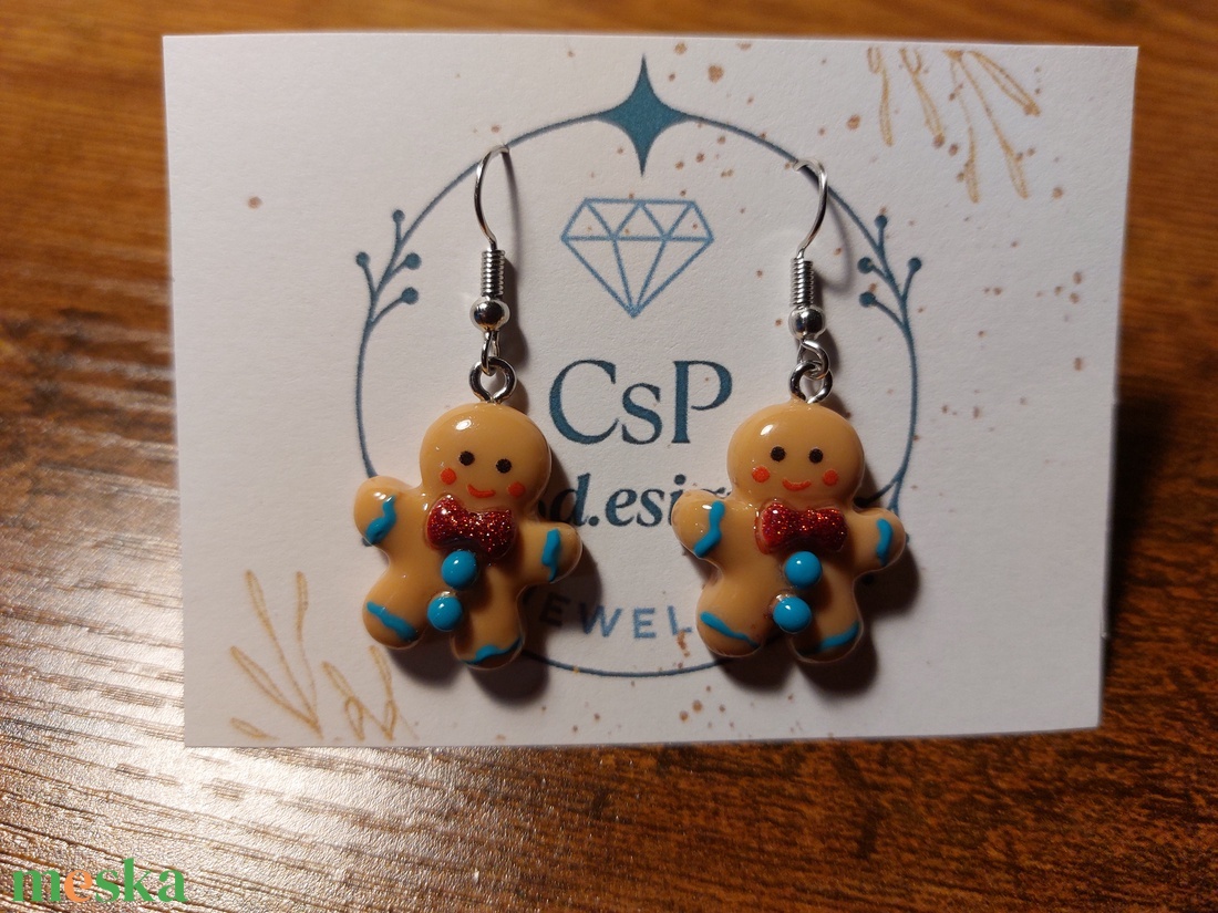 Karácsonyi Mézis csillogó masnis lógó fülbevaló, új - karácsony - karácsonyi ruházat - karácsonyi ruha kiegészítők - Meska.hu