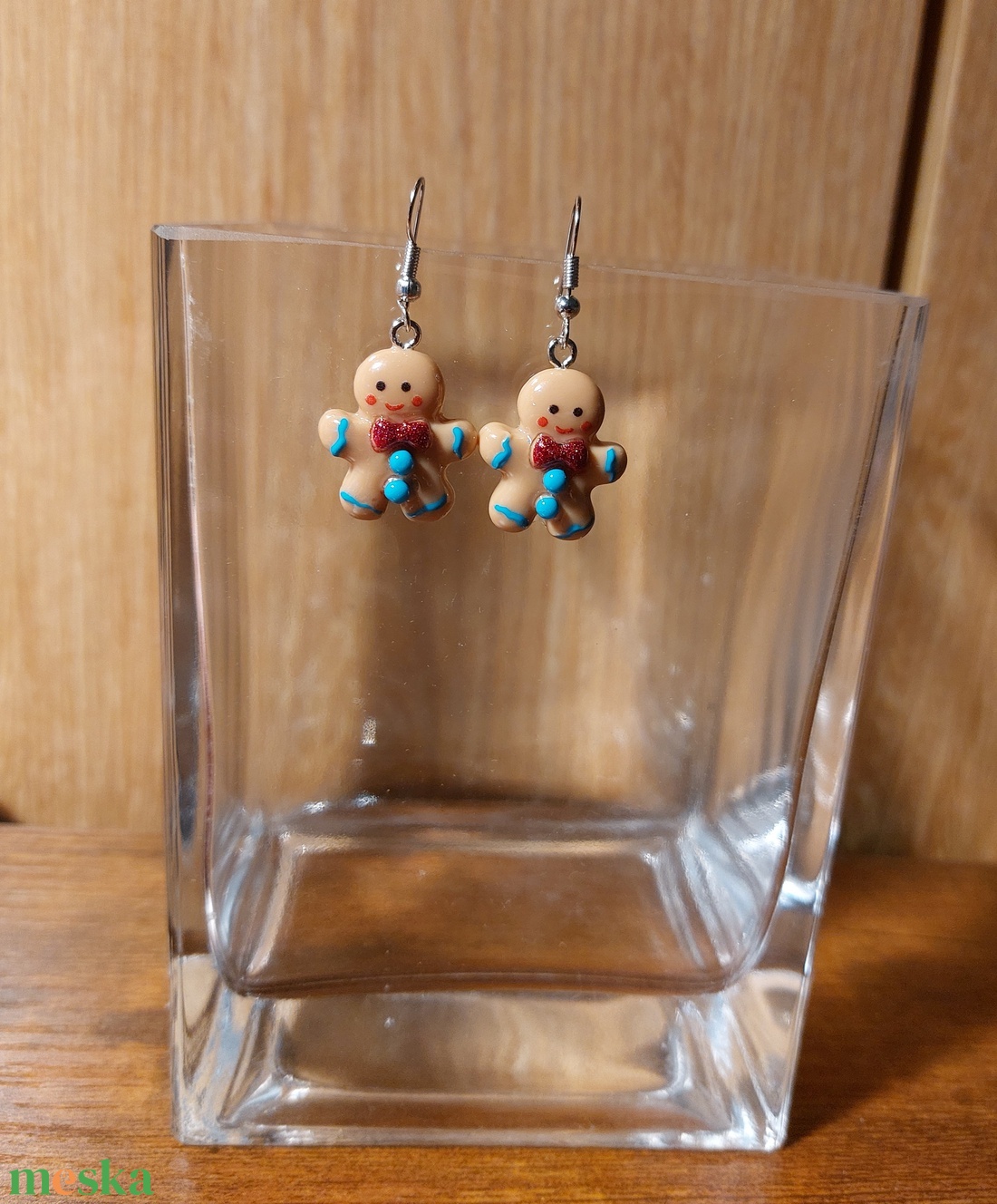 Karácsonyi Mézis csillogó masnis lógó fülbevaló, új - karácsony - karácsonyi ruházat - karácsonyi ruha kiegészítők - Meska.hu