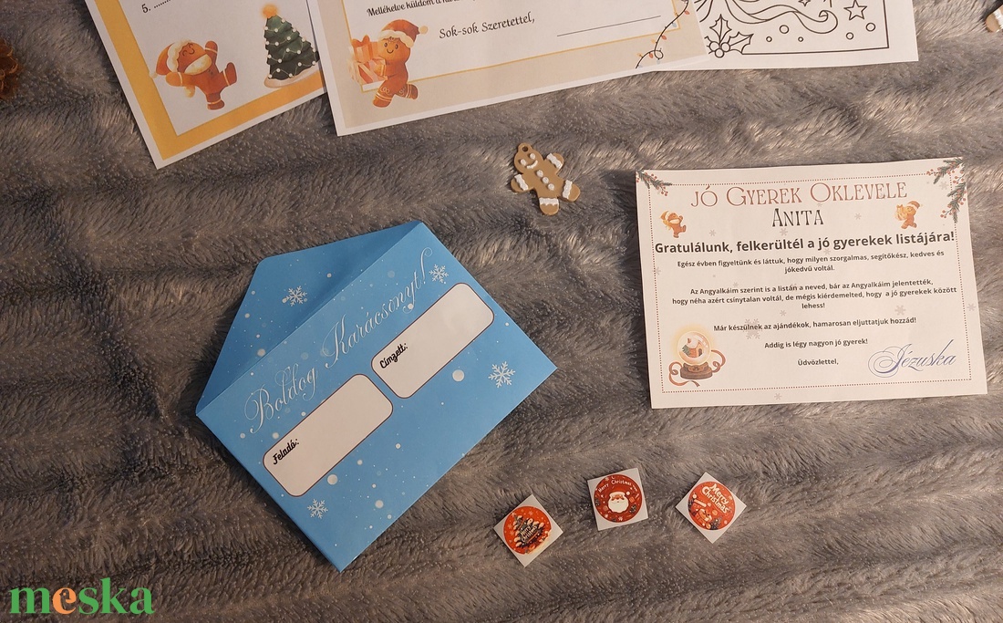 Személyre szabott Jézuska levél csomagban, Jó gyerek oklevél, színező, boríték, matrica, új - karácsony - karácsonyi ajándékozás - karácsonyi képeslap, üdvözlőlap, ajándékkísérő - Meska.hu