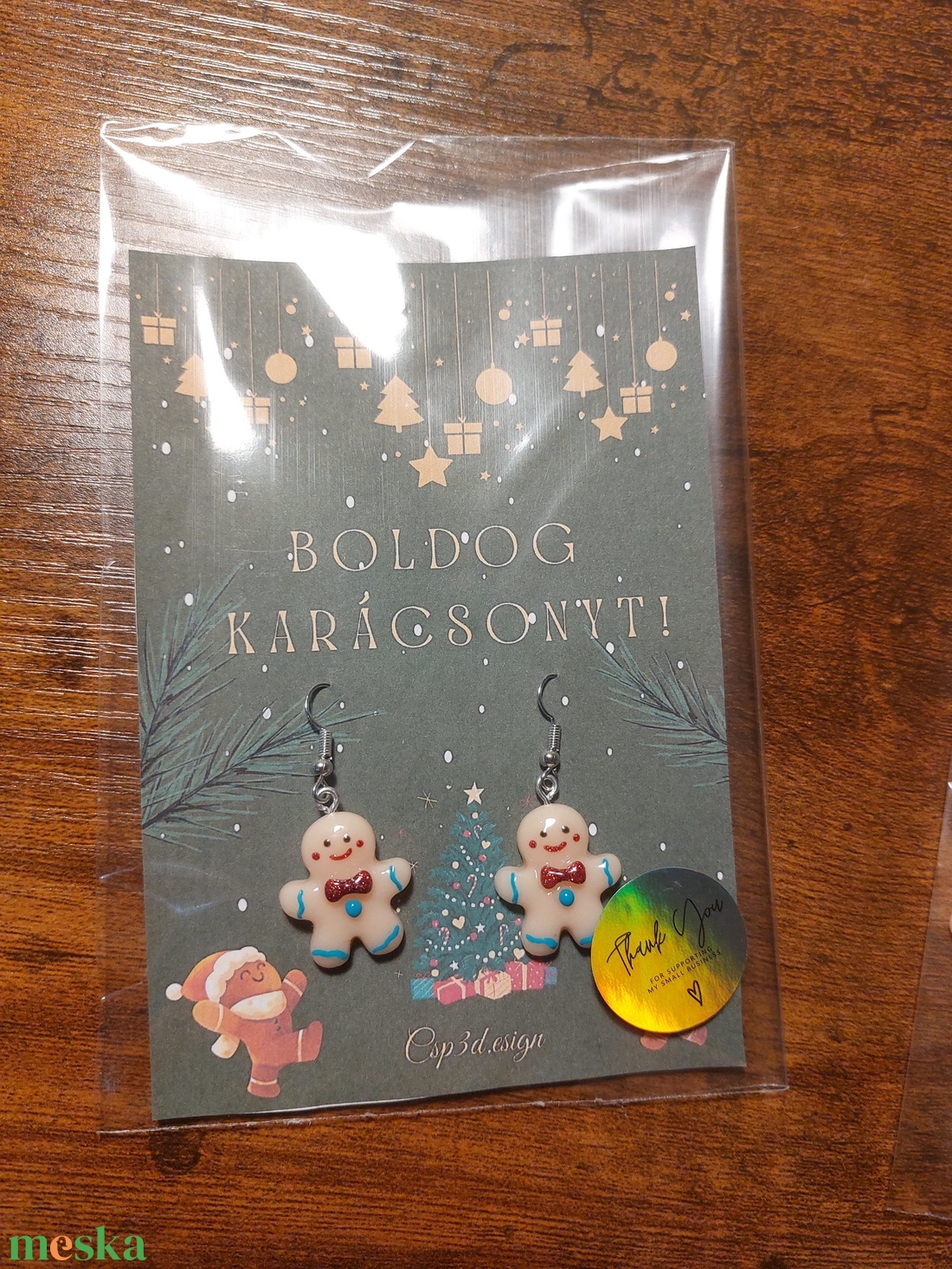 Személyre szabható,  Névre szóló Boldog Karácsonyt, csillogó Mézis fülbevaló csomag, díszcsomagolásban, új - karácsony - karácsonyi ajándékozás - karácsonyi ajándékcsomagolás - Meska.hu