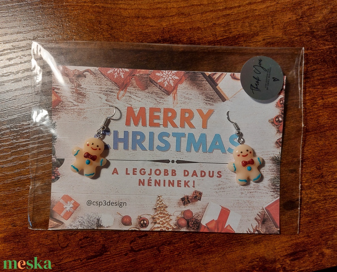 Személyre szabható,  Névre szóló Boldog Karácsonyt, csillogó Mézis fülbevaló csomag, díszcsomagolásban, új - karácsony - karácsonyi ajándékozás - karácsonyi ajándékcsomagolás - Meska.hu