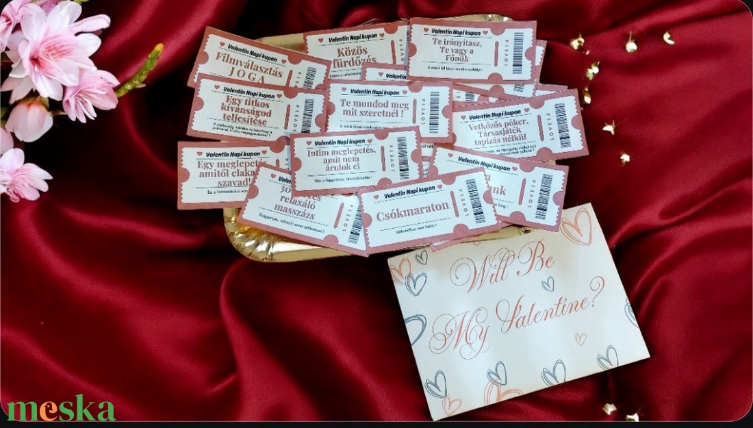 �� Valentin-napi kupon ajándék � romantikus meglepetés szívből, személyre szabható  - játék & sport - táblajáték és kártyajáték - kártya - Meska.hu
