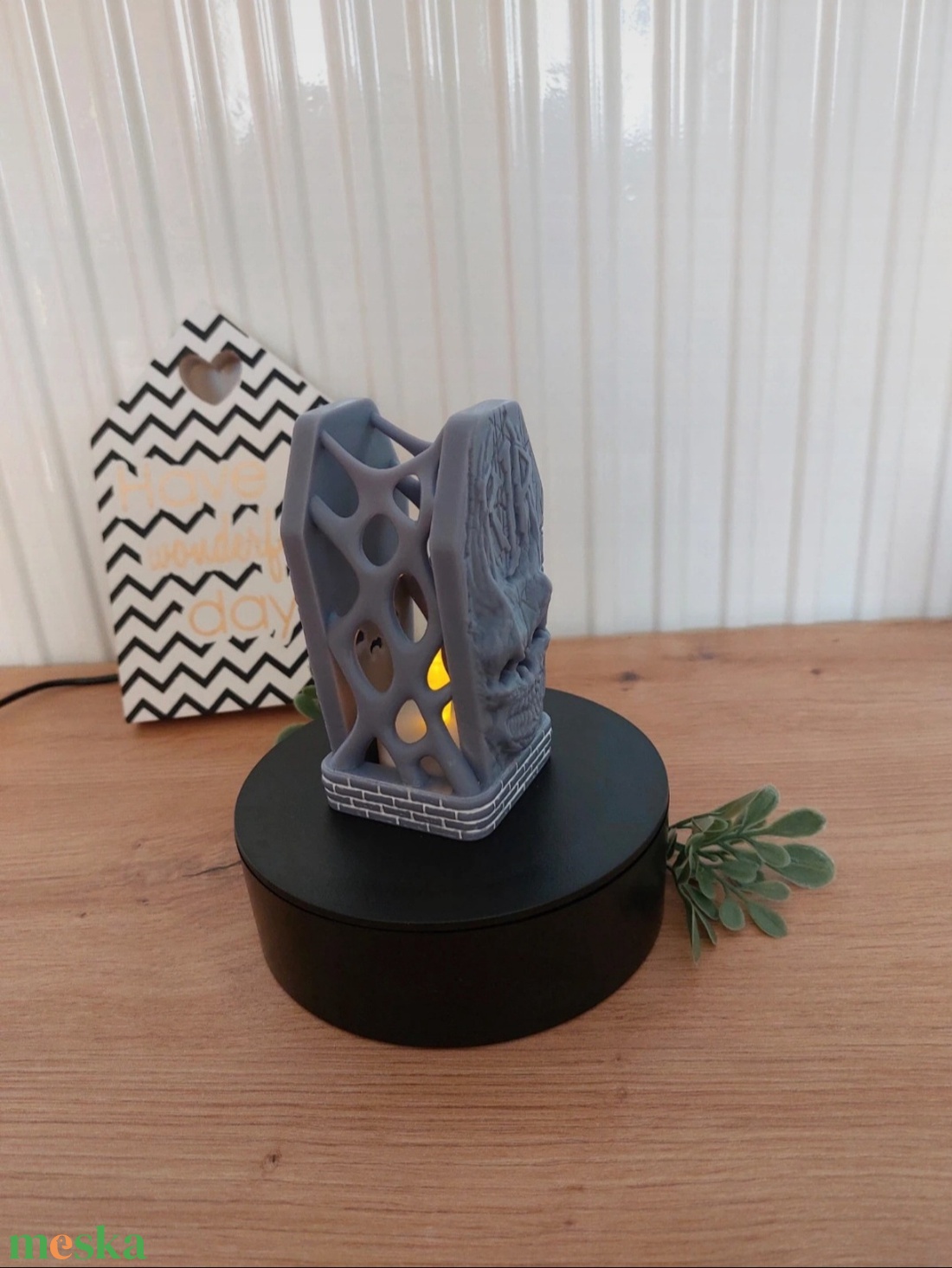 RIP feliratos, koponyás, koptattott sírkő hatású mécsestartó, gyertyatartó, őszi és téli dekoráció, új - otthon & életmód - gyertya, illat, aroma - mécses és mécsestartó - Meska.hu