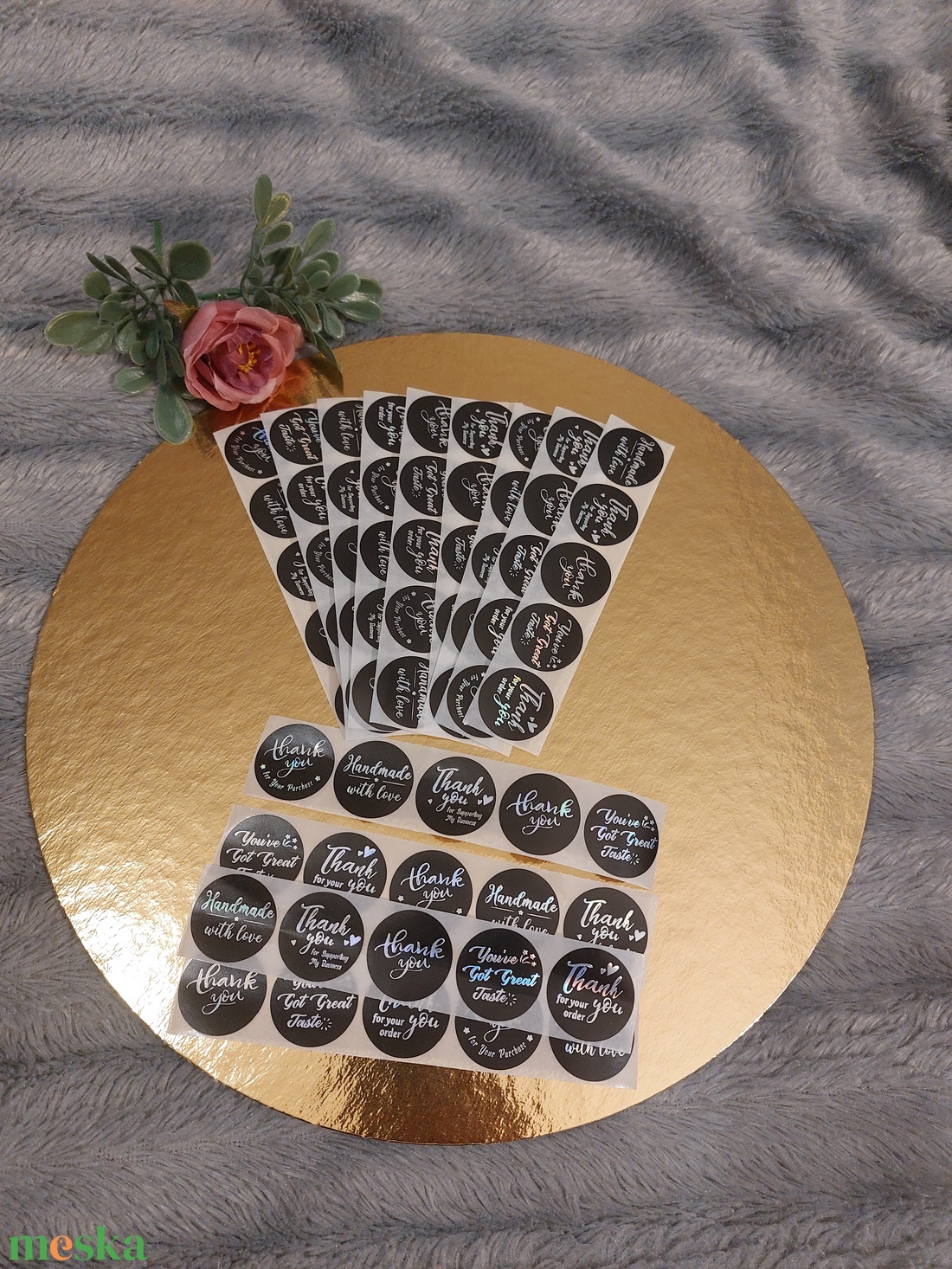 Thank you, Handmade, Köszönöm fekete, színjátszó,  holografikus matrica - otthon & életmód - papír, írószer - matrica, matrica csomag - Meska.hu