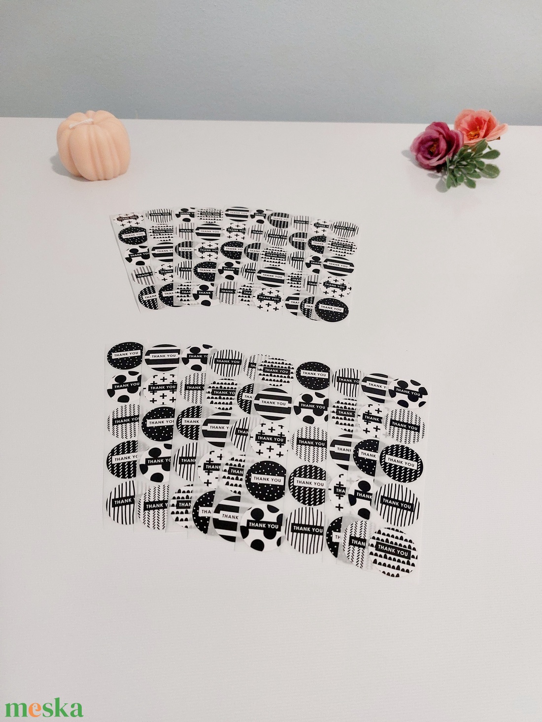 Thank you, Köszönöm, vintage stílusú, monokróm, fekete-fehér matrica csomag - otthon & életmód - papír, írószer - matrica, matrica csomag - Meska.hu