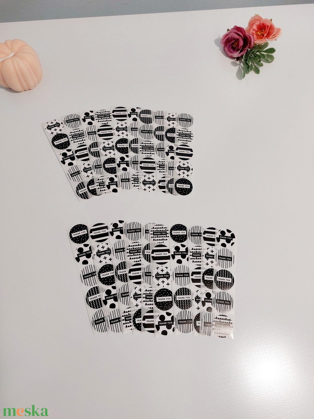 Thank you, Köszönöm, vintage stílusú, monokróm, fekete-fehér matrica csomag - otthon & életmód - papír, írószer - matrica, matrica csomag - Meska.hu