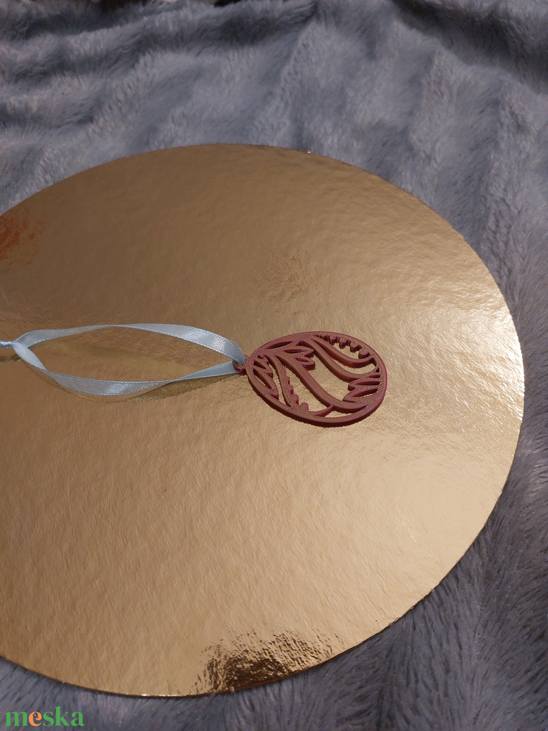 Színjátszó húsvéti tojás dísz � rózsaszín-arany dekoráció szalaggal - ünnepi díszek, dekorációk - húsvéti díszek és dekorációk - húsvéti tojásfadíszek - Meska.hu