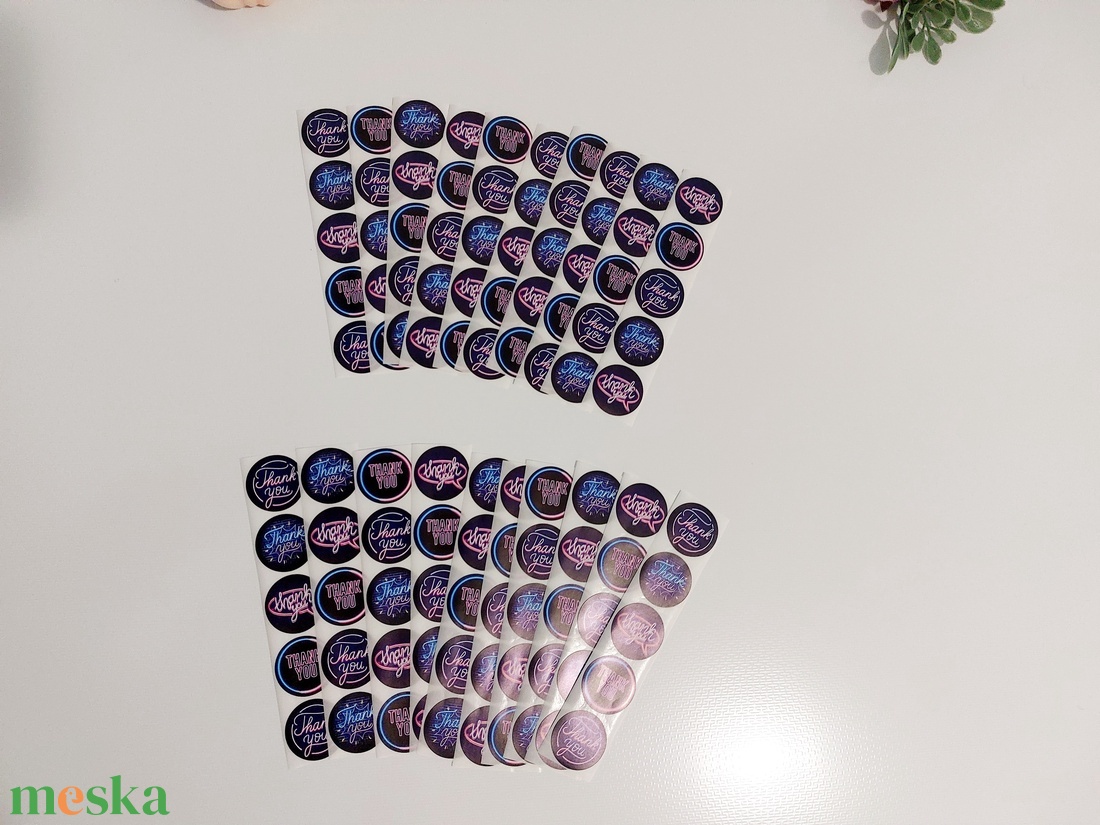 Thank you, Köszönöm feliratos, Neon stílusú, matrica csomag, 50 db-os  - kellékek & szerszámok - dekorációs kellékek - matricaív - Meska.hu