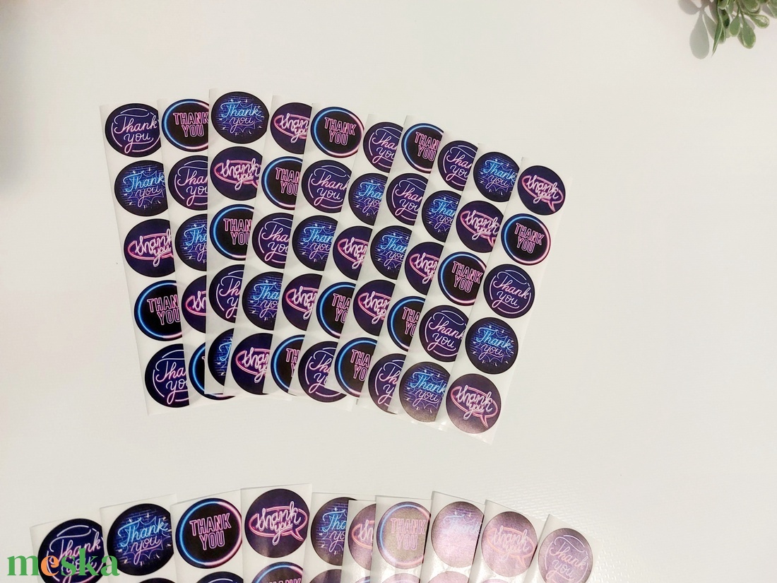 Thank you, Köszönöm feliratos, Neon stílusú, matrica csomag, 50 db-os  - kellékek & szerszámok - dekorációs kellékek - matricaív - Meska.hu