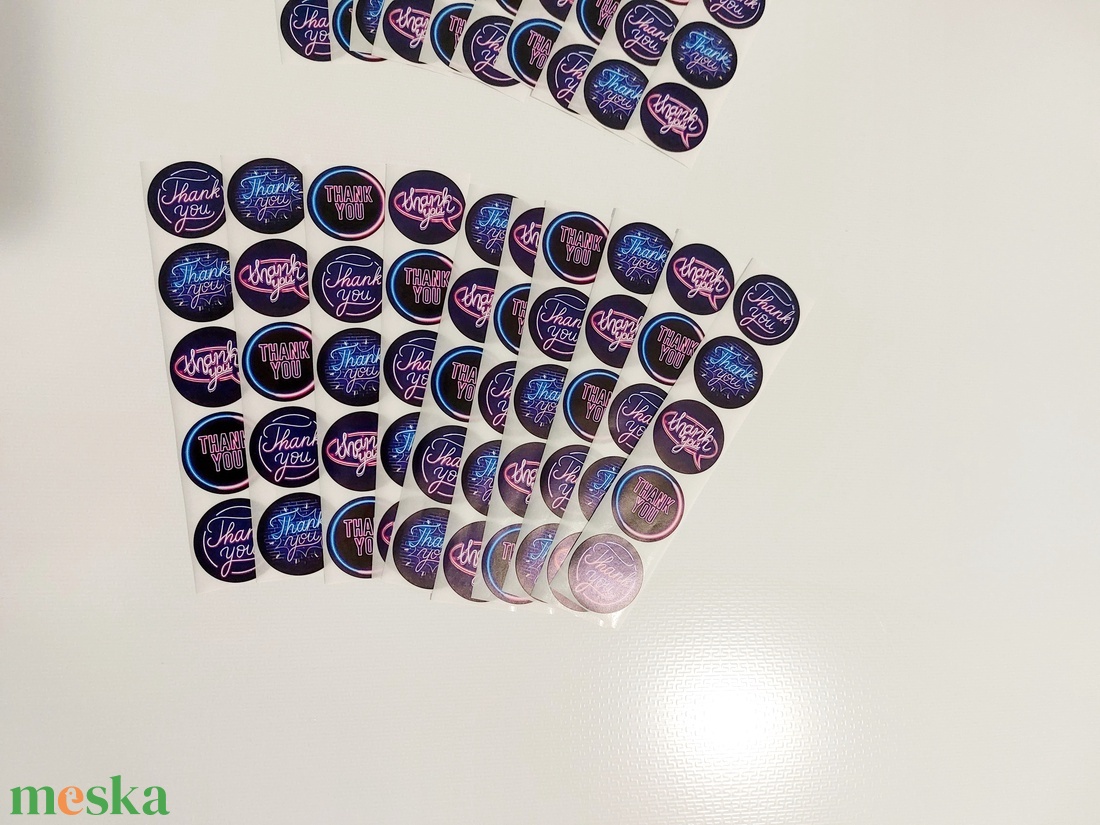 Thank you, Köszönöm feliratos, Neon stílusú, matrica csomag, 50 db-os  - kellékek & szerszámok - dekorációs kellékek - matricaív - Meska.hu