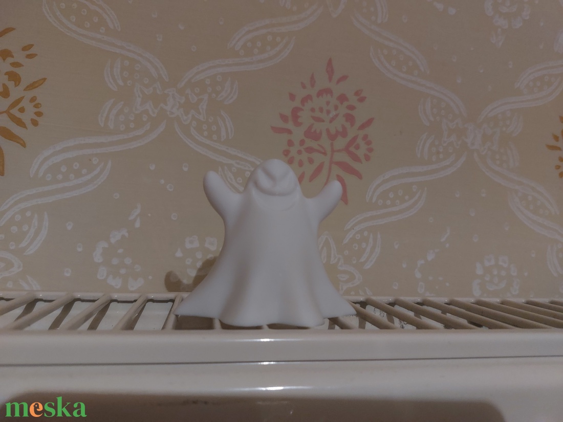 Cuki 3D nyomtatott fehér szellem + ajándék led mécses - otthon & életmód - gyertya, illat, aroma - mécses és mécsestartó - Meska.hu