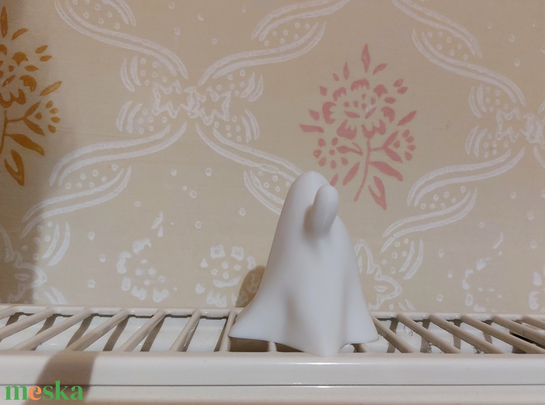 Cuki 3D nyomtatott fehér szellem + ajándék led mécses - otthon & életmód - gyertya, illat, aroma - mécses és mécsestartó - Meska.hu