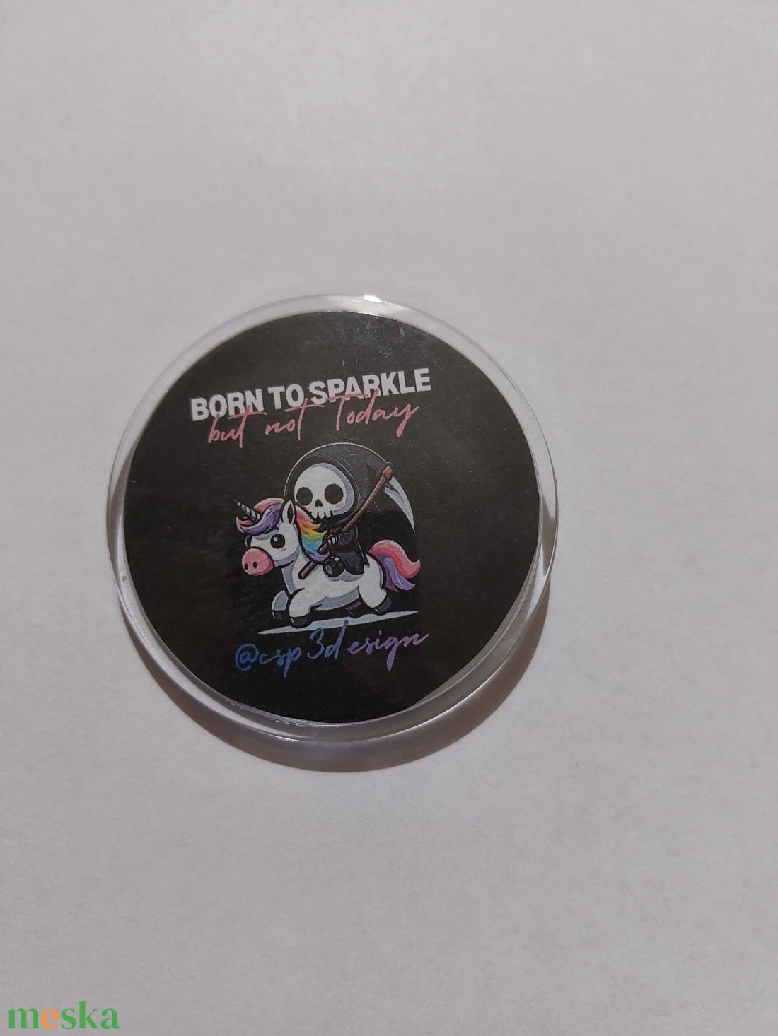 Born to be Sparkle, but Not Today feliratú vicces egyedi, unikornis kitűző, táskadísz, új - ékszer - kitűző és bross - Meska.hu