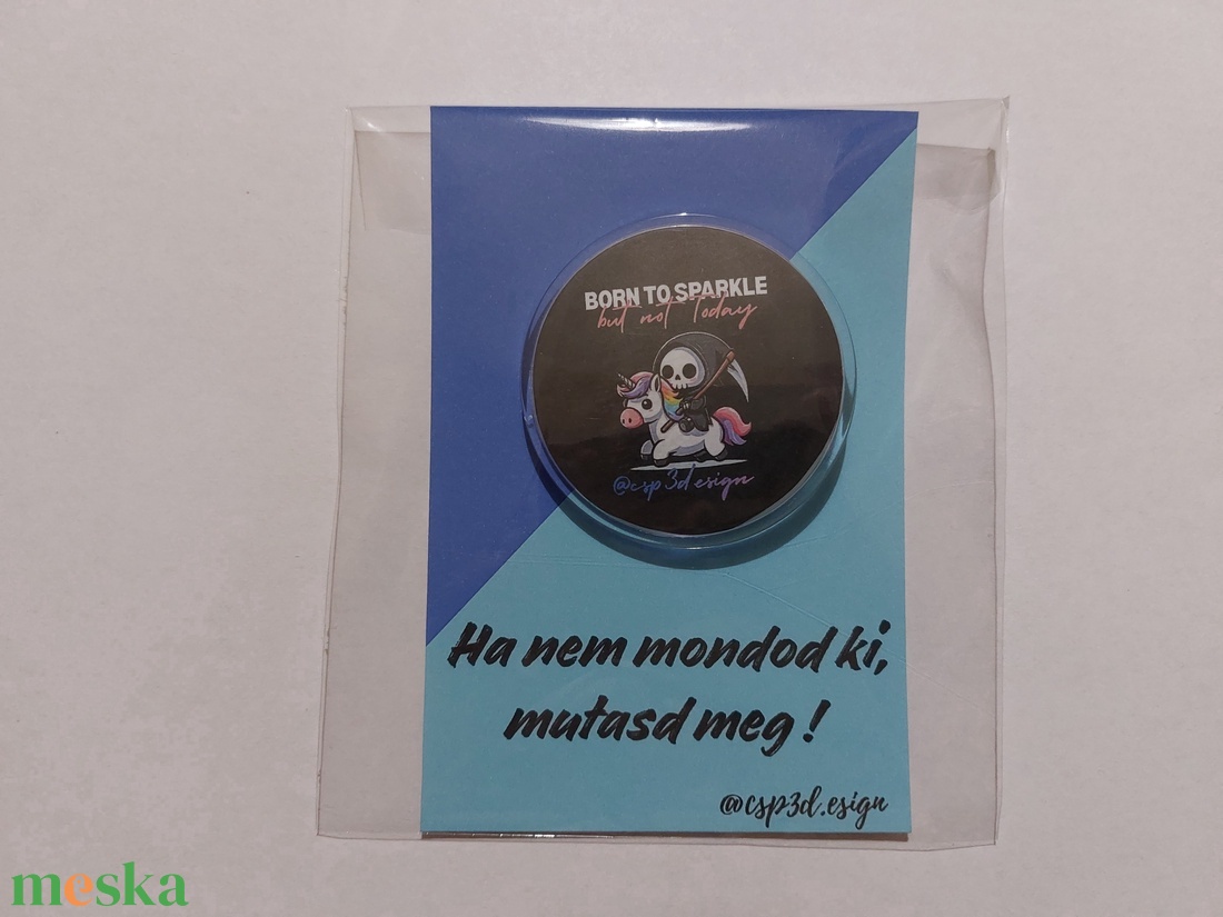 Born to be Sparkle, but Not Today feliratú vicces egyedi, unikornis kitűző, táskadísz, új - ékszer - kitűző és bross - Meska.hu