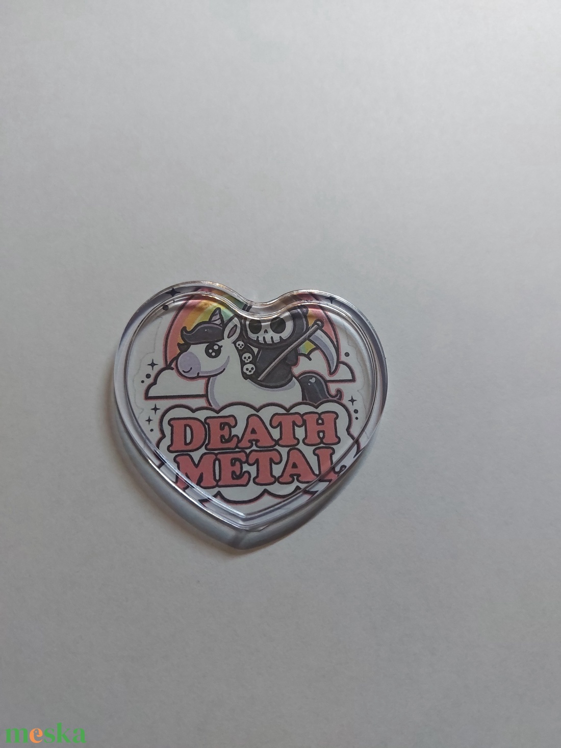 Szívecskés vicces, unikornisos Death Metal kitüző - ékszer - kitűző és bross - Meska.hu