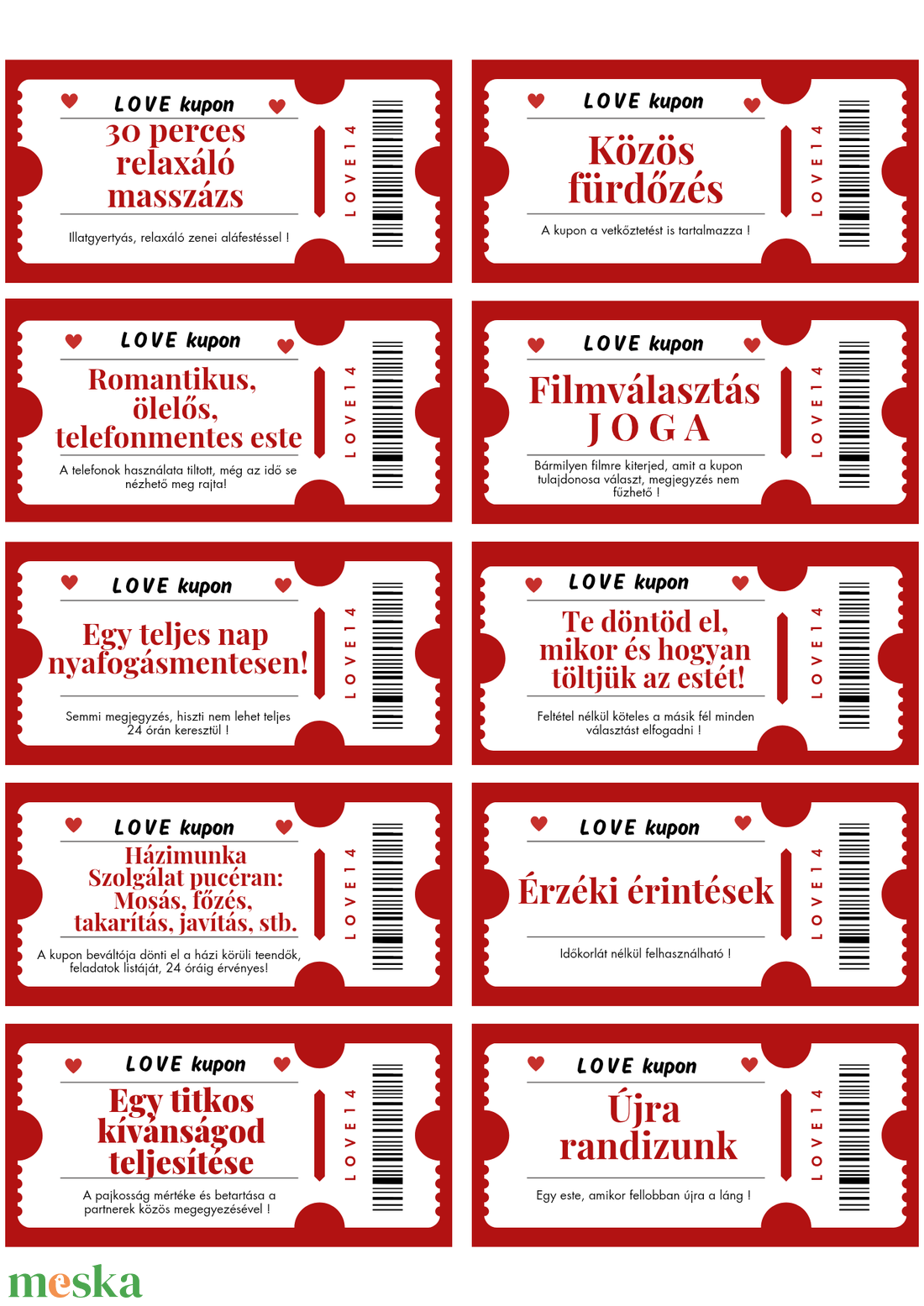 Szerelmes Love kupon ajándék � romantikus meglepetés szívből - kellékek & szerszámok - papír - egyéb papír - Meska.hu