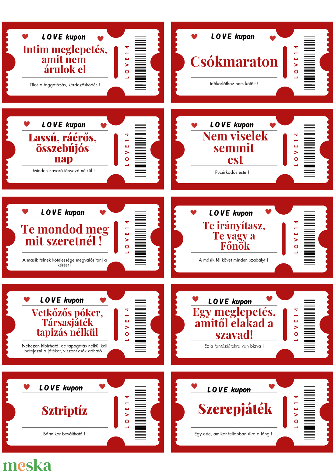 Szerelmes Love kupon ajándék � romantikus meglepetés szívből - kellékek & szerszámok - papír - egyéb papír - Meska.hu