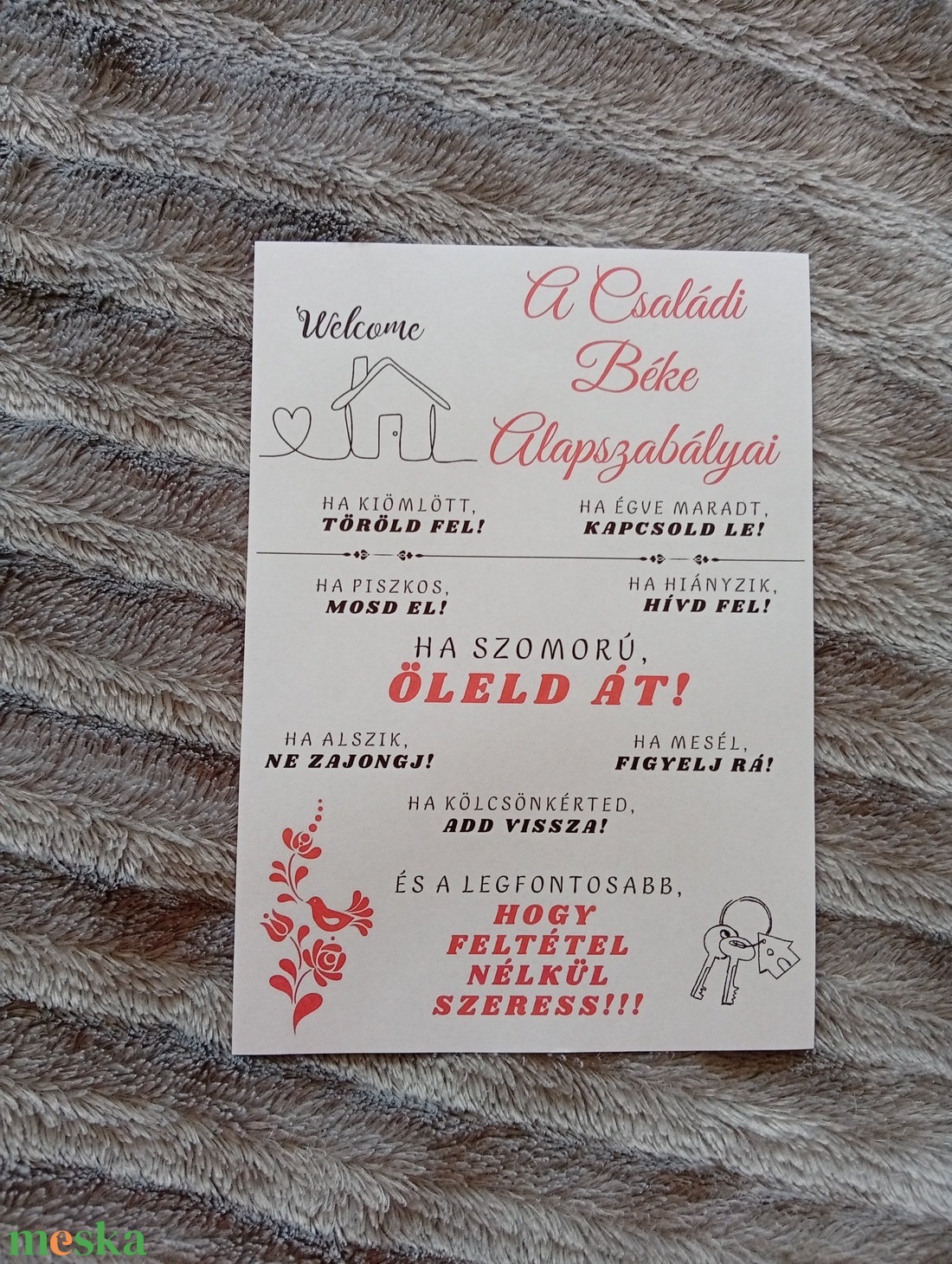 A Családi B�ke Alapszabályai  - otthon & életmód - ház & kert - isten hozott tábla - Meska.hu