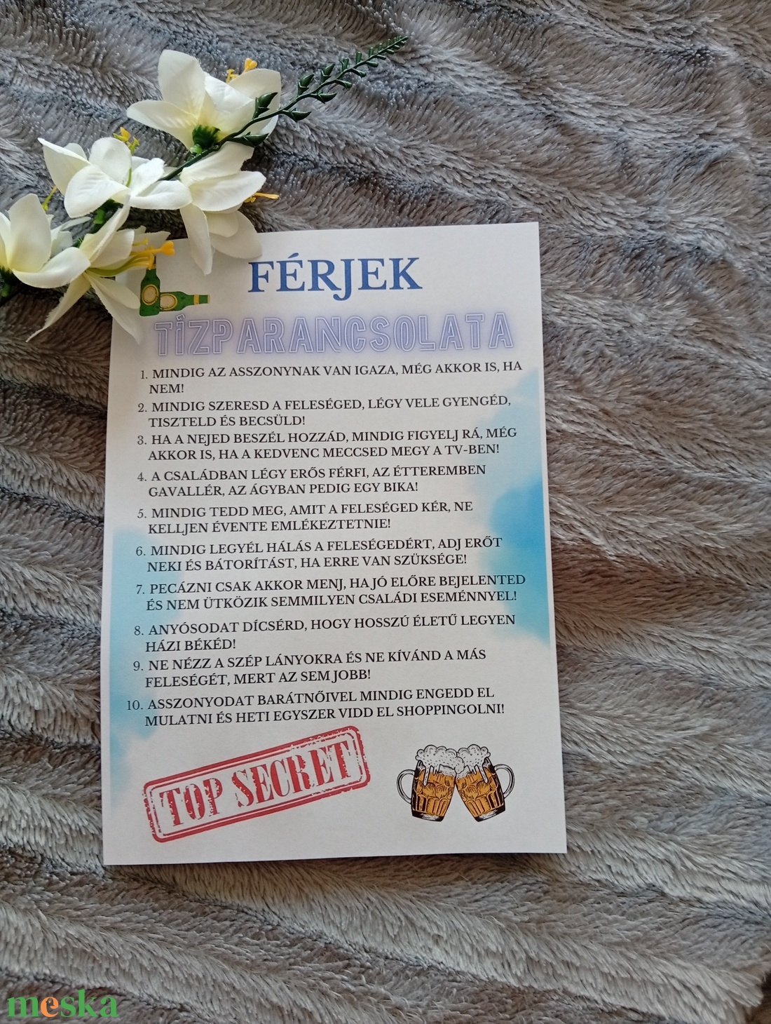 F�rjek Tízparancsolata, vicces, humoros eml�klap - otthon & életmód - dekoráció - kép & falikép - táblakép - Meska.hu