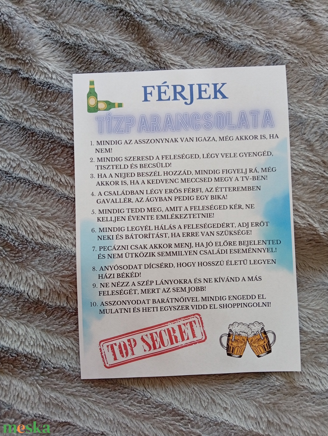 F�rjek Tízparancsolata, vicces, humoros eml�klap - otthon & életmód - dekoráció - kép & falikép - táblakép - Meska.hu