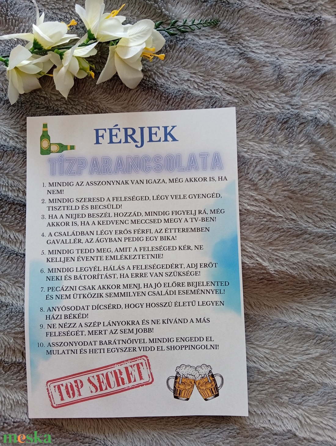 F�rjek Tízparancsolata, vicces, humoros eml�klap - otthon & életmód - dekoráció - kép & falikép - táblakép - Meska.hu
