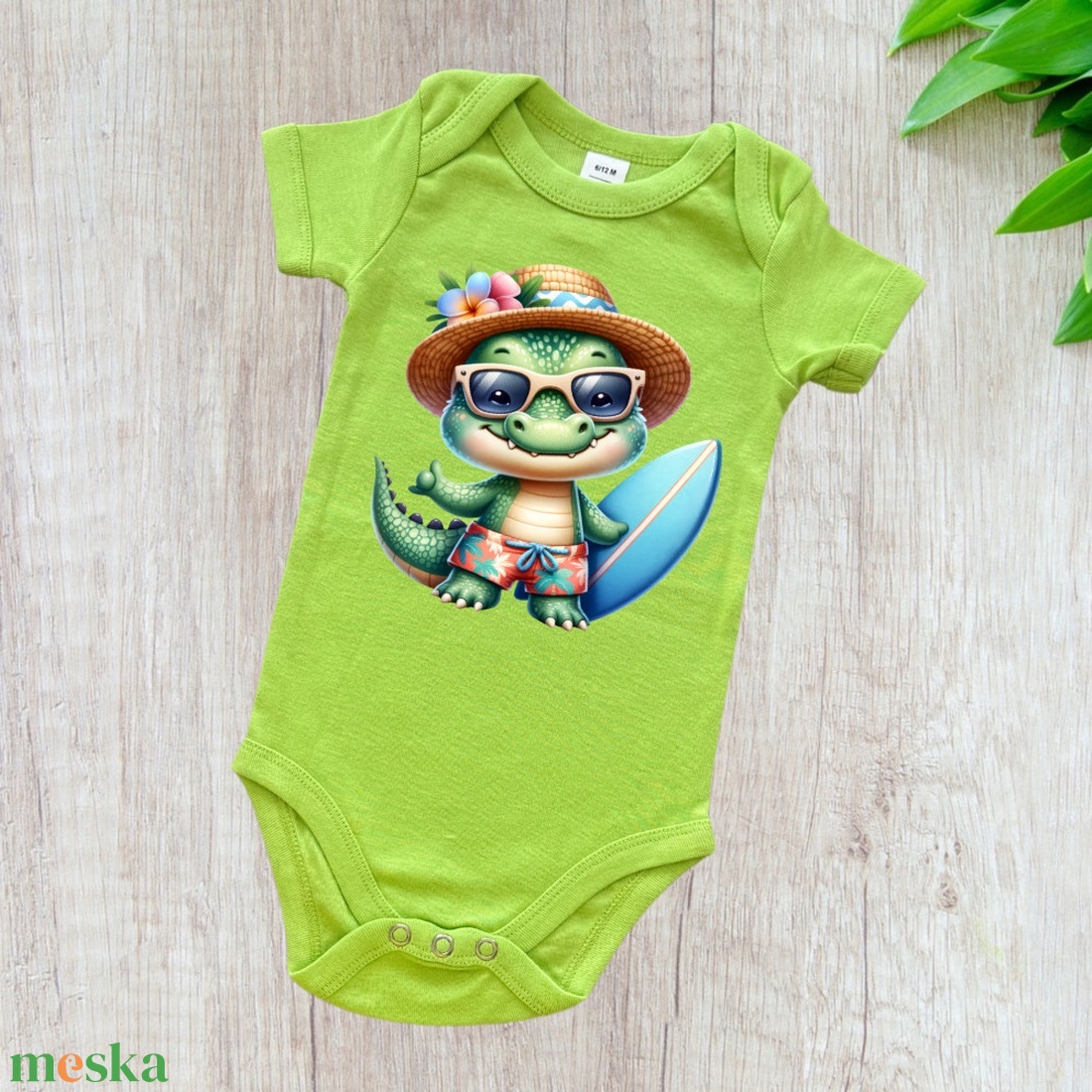 Egyedi mintás body - Krokodil - ruha & divat - babaruha & gyerekruha - Meska.hu
