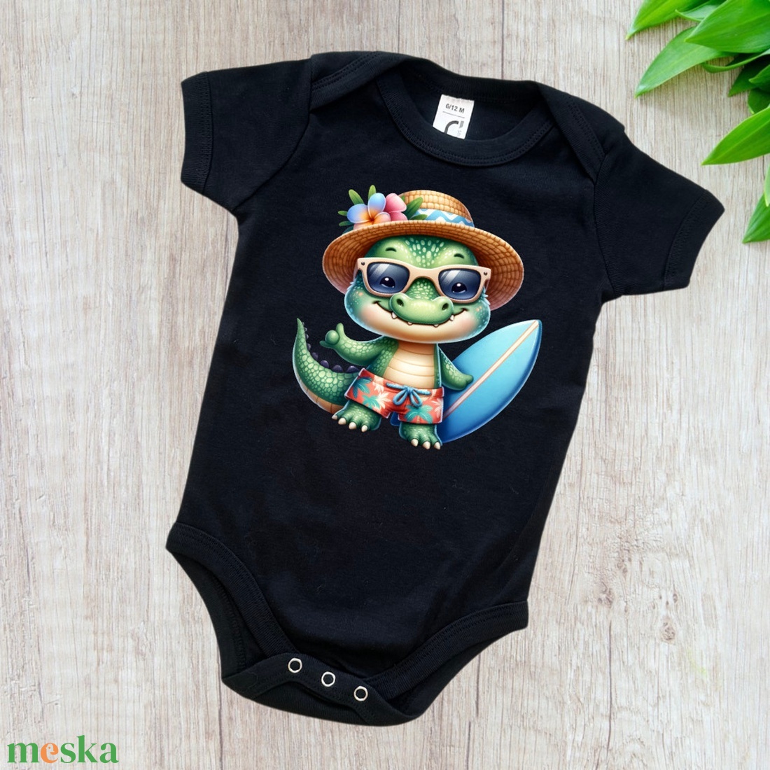 Egyedi mintás body - Krokodil - ruha & divat - babaruha & gyerekruha - Meska.hu