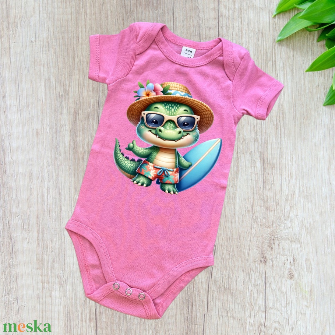 Egyedi mintás body - Krokodil - ruha & divat - babaruha & gyerekruha - Meska.hu
