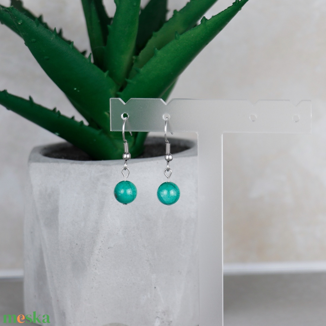 Malachit fülbevaló - ékszer - fülbevaló - lógó fülbevaló - Meska.hu
