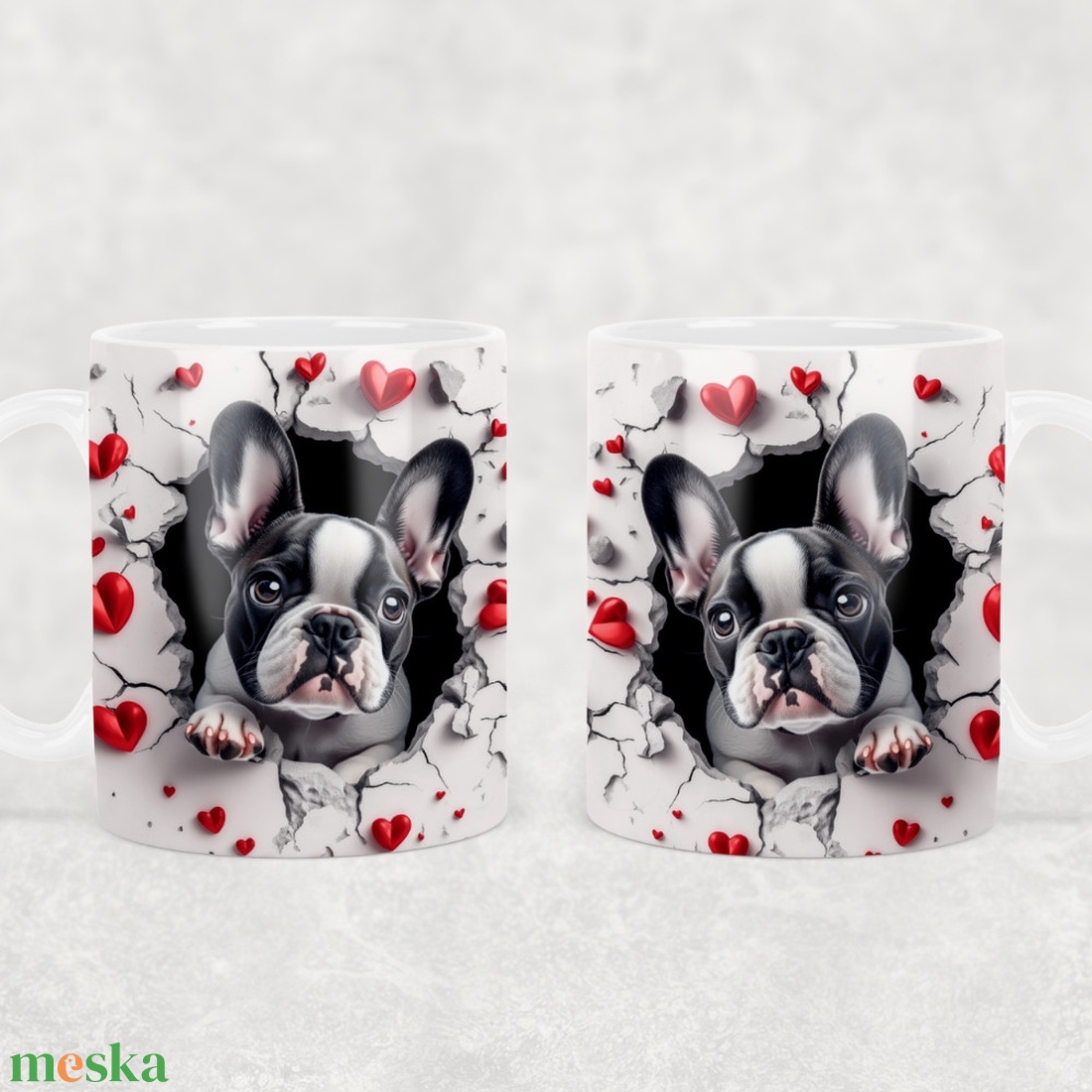 Kutyás bögre - Francia bulldog - otthon & életmód - konyhafelszerelés, tálalás - tálalás - bögre & csésze - Meska.hu