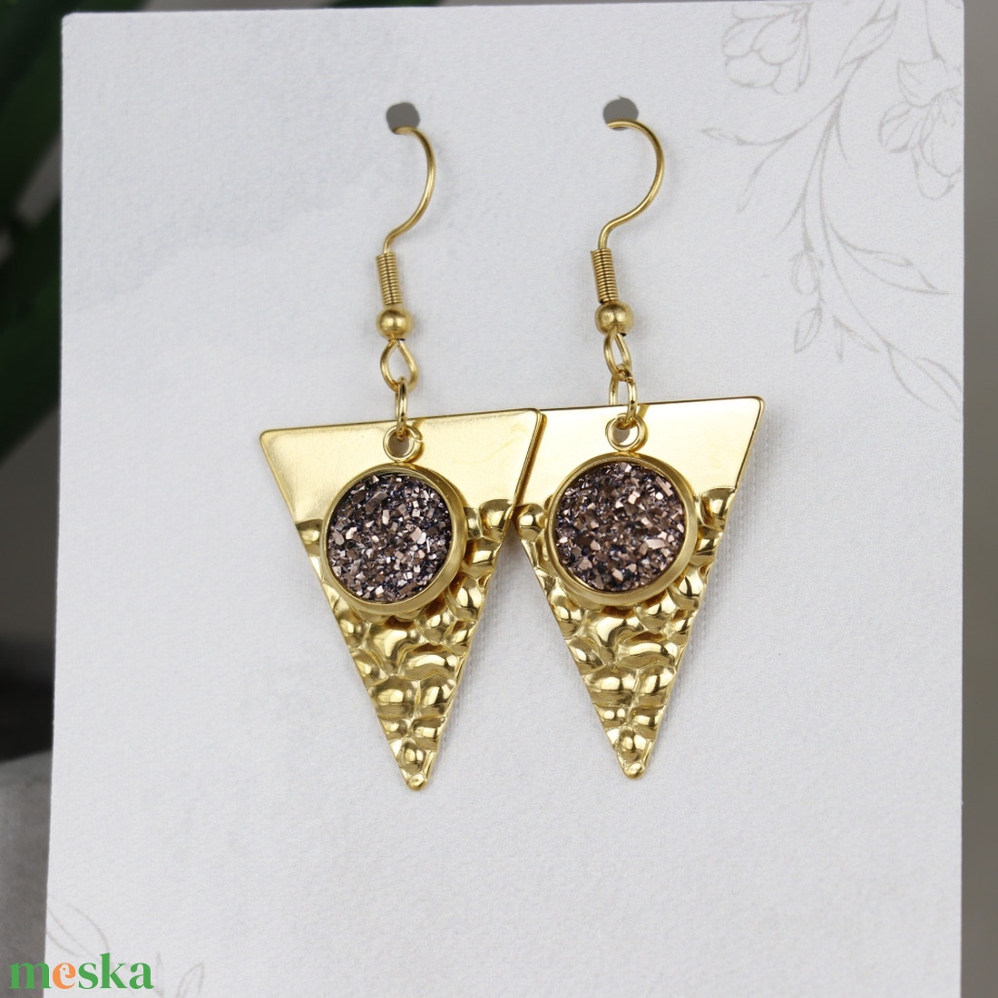 Nemesacél Druzy fülbevaló - ékszer - fülbevaló - lógó fülbevaló - Meska.hu