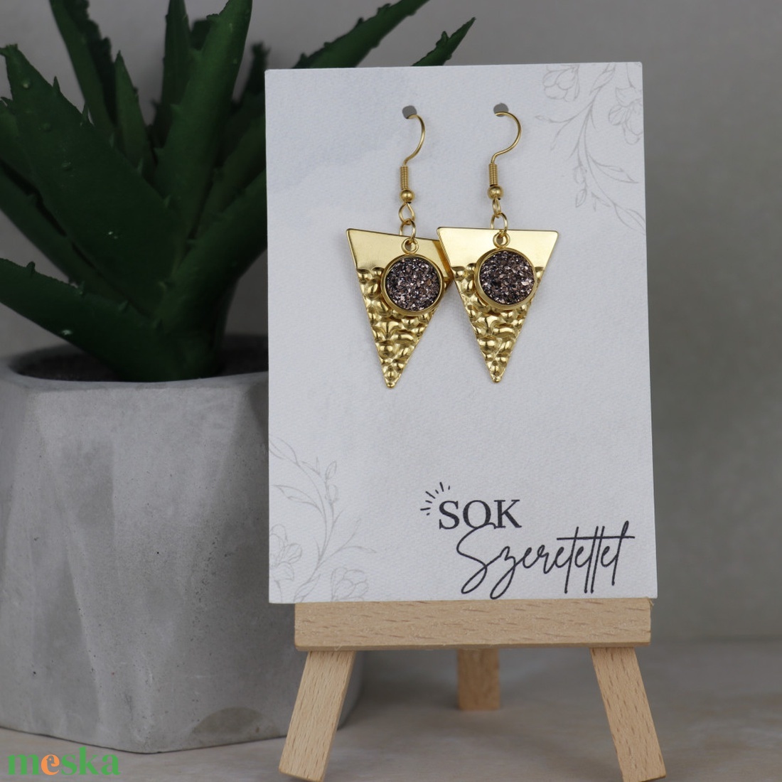 Nemesacél Druzy fülbevaló - ékszer - fülbevaló - lógó fülbevaló - Meska.hu