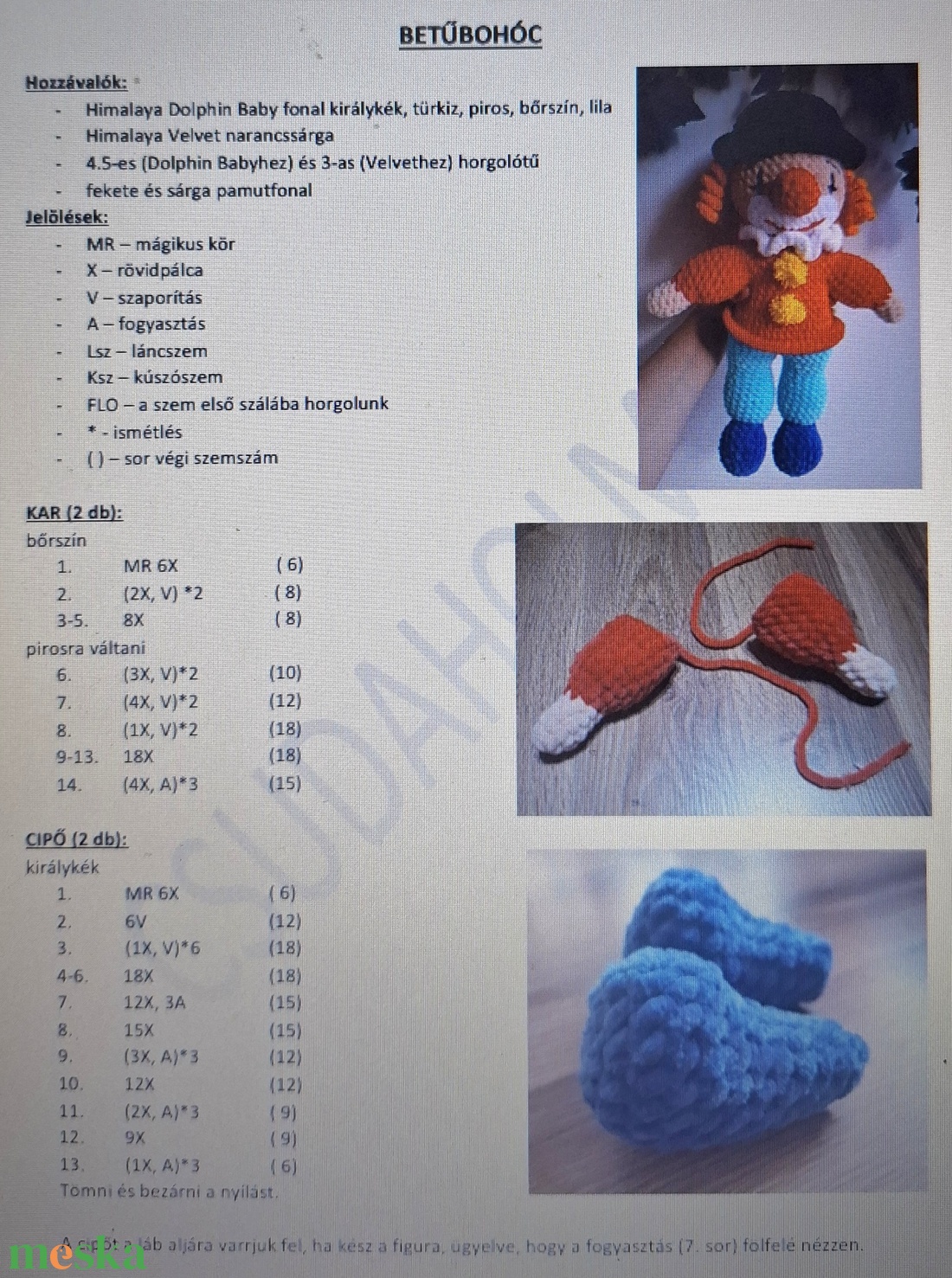 Betűbohóc MINTA - játék & sport - plüssállat & játékfigura - más figura - Meska.hu