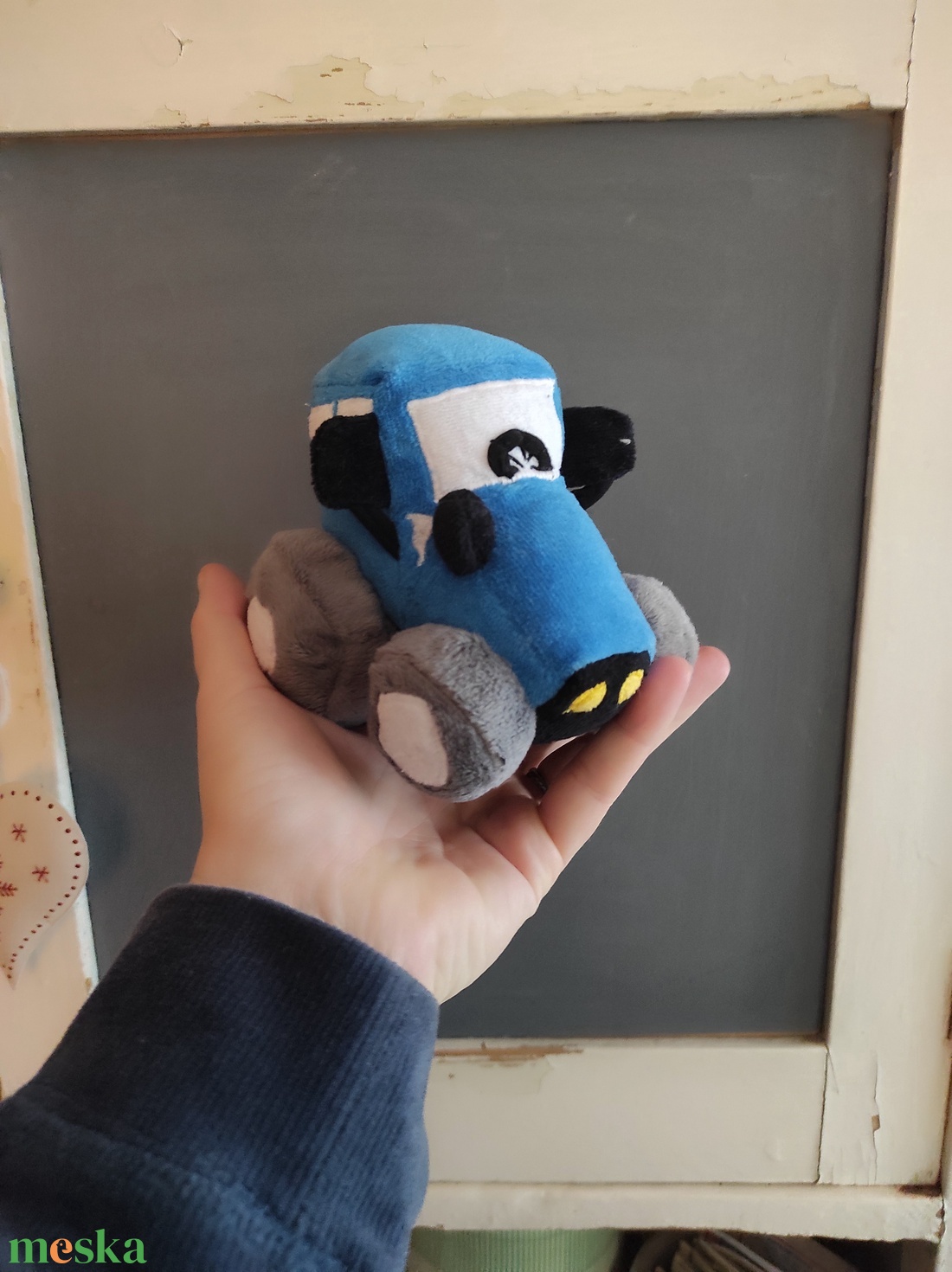 Mini Plüss traktor kék  - játék & sport - plüssállat & játékfigura - plüss autó & motor - Meska.hu