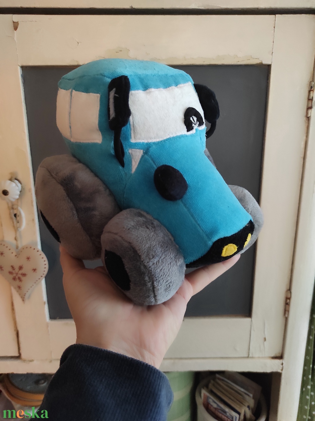 Kicsi Plüss traktor türkiz  - játék & sport - plüssállat & játékfigura - plüss autó & motor - Meska.hu